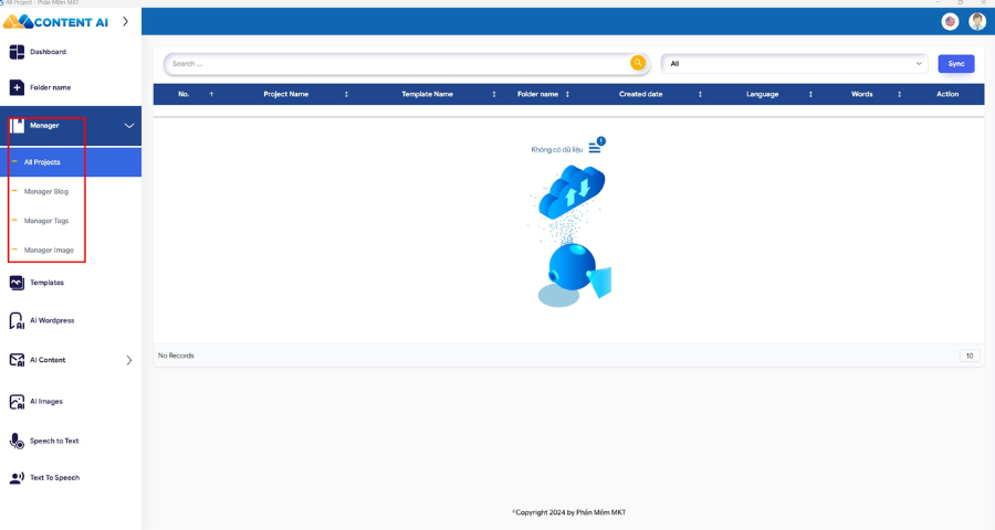 Management Dashboard Content AI Software